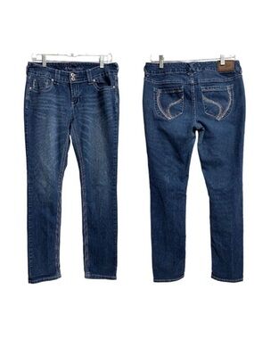 Ariya Slim Straight Leg Blue Jeans Women's Size 11/12 Light Distress Whiskering